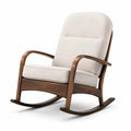 Poltrona a dondolo imbottita 72 × 92 × 101 cm in legno marrone e tessuto beige