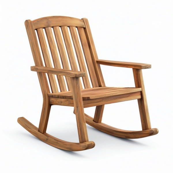 Sedia a dondolo in legno marrone miele con braccioli, 67 × 90 × 105 cm, stile rustico
