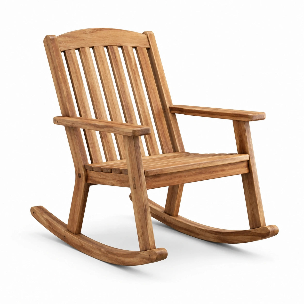 Sedia a dondolo in legno marrone miele con braccioli, 67 × 90 × 105 cm, stile rustico