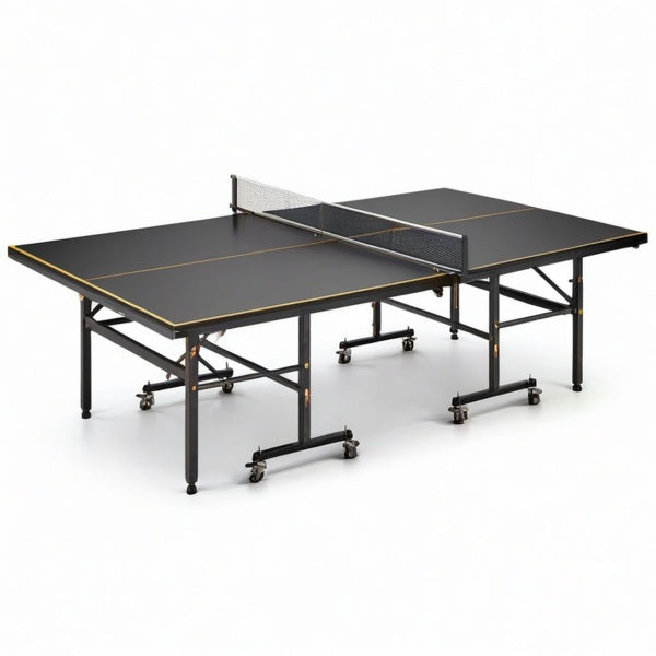 Tavolo da ping pong pieghevole 274 × 152,5 × 76 cm con ruote e rete, nero, arancione e bianco