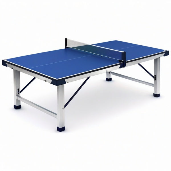 Tavolo da ping pong blu 274 × 152,5 × 76 cm con struttura metallica e rete