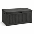 Baule portaoggetti da esterno in resina antracite effetto legno con coperchio, 120 x 55 x 60 cm