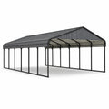 Copertura per due auto 600 × 600 × 300 cm in acciaio antracite con tetto a doppia falda