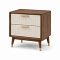 Comodino moderno con 2 cassetti, 55 × 42 × 60 cm, marrone, beige e dorato
