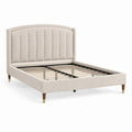 Letto matrimoniale 160 × 200 cm beige con testiera imbottita e rete a doghe