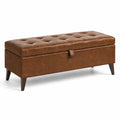 Panca contenitore vintage in similpelle marrone con seduta trapuntata, 120 × 40 × 48 cm