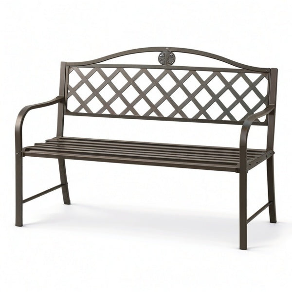 Panca da giardino in metallo color bronzo a 2 posti, 127 × 60 × 87 cm, stile classico