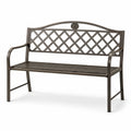 Panca da giardino in metallo color bronzo a 2 posti, 127 × 60 × 87 cm, stile classico