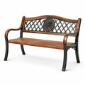 Panca a 2 posti 127 × 60 × 85 cm in legno marrone e metallo nero con braccioli