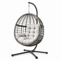 Poltrona sospesa grigia con supporto autoportante e cuscino, 105 × 105 × 195 cm